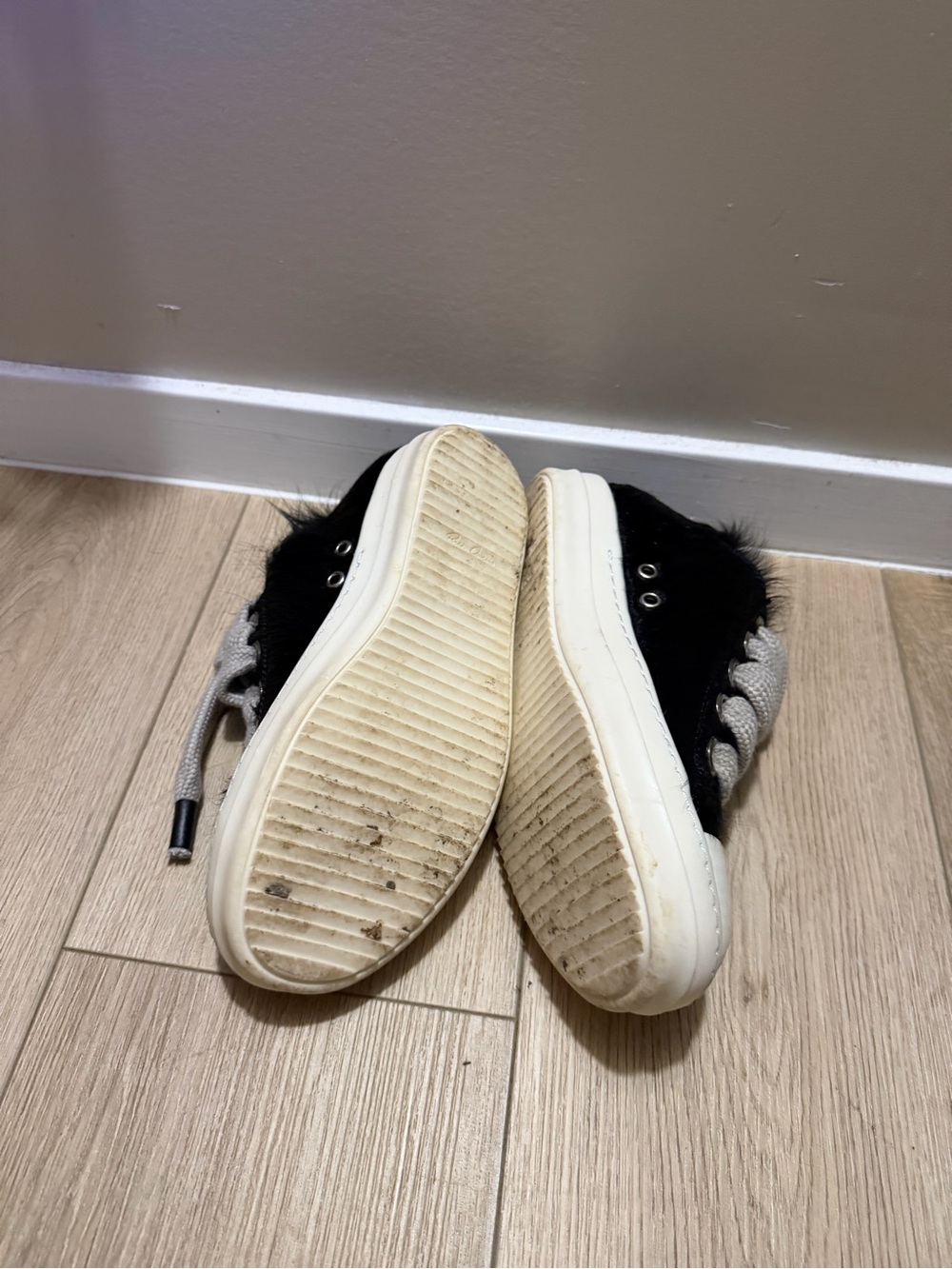 Rick Owen’s Jumbolace Low Sneakers Black Calf Hair - Picture 3 of 4